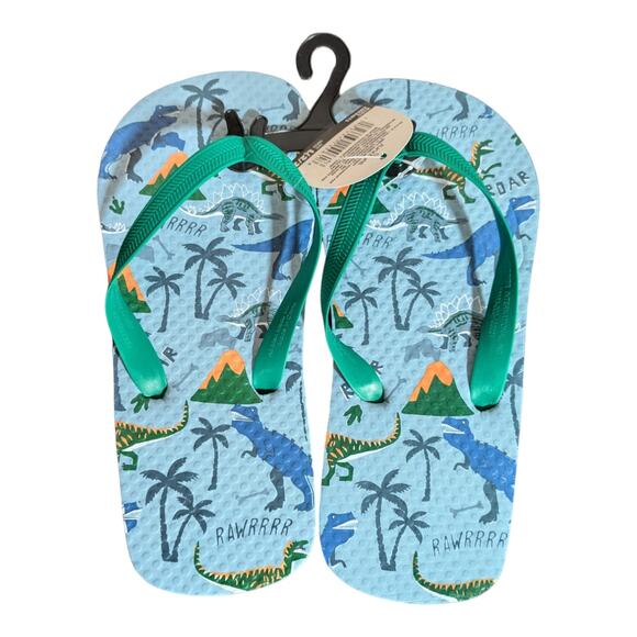 Kids Sandals Size L 2/3 Dinosaurs And Volcano's - Picture 1 of 4